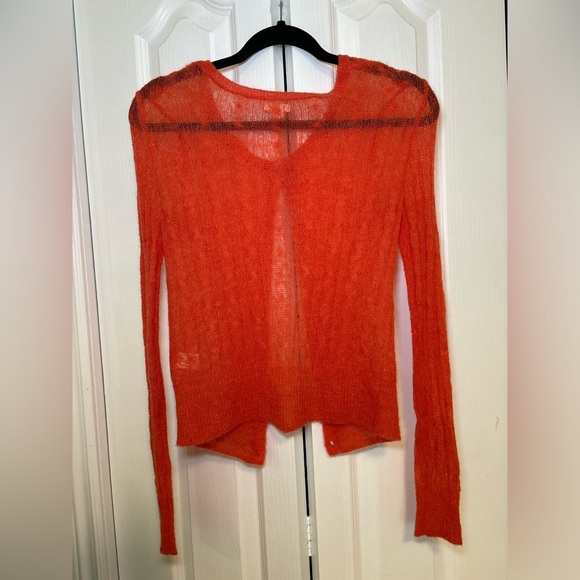 Aerie - Lightweight Women's Orange Open Knit Long Sleeve Cardigan in Size S - Picture 2 of 7